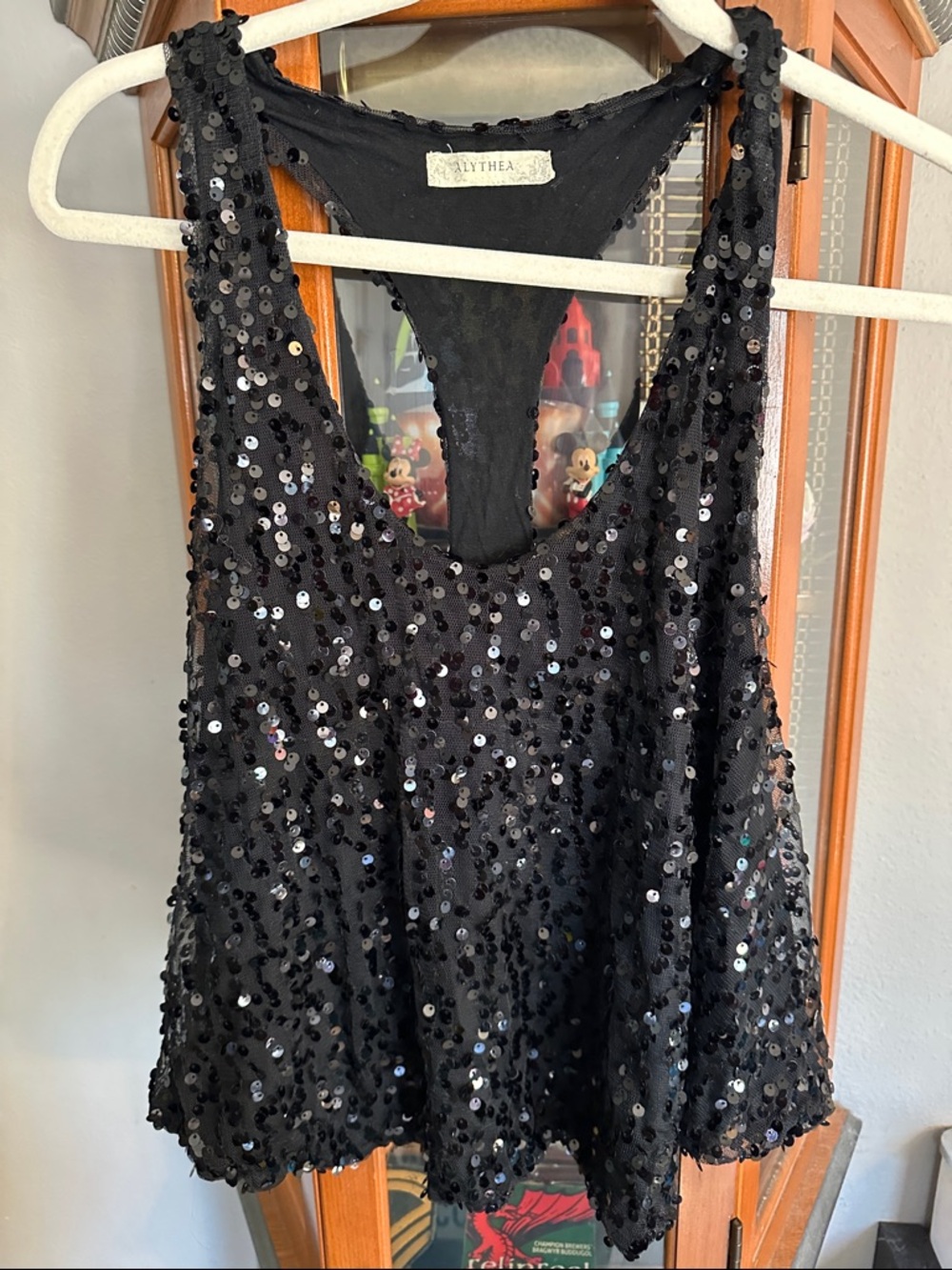 Alythea Black Sequin Racerback Tank Top